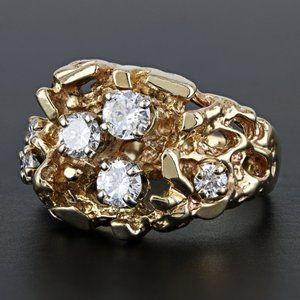 Vintage 14k Rose Gold Diamond Nugget Cocktail Ring by Magic Glo